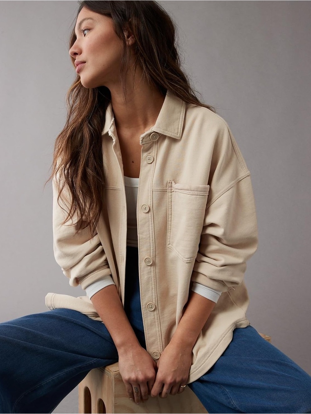 American Eagle Outfitters Tan Shacket - Picture 3 of 3